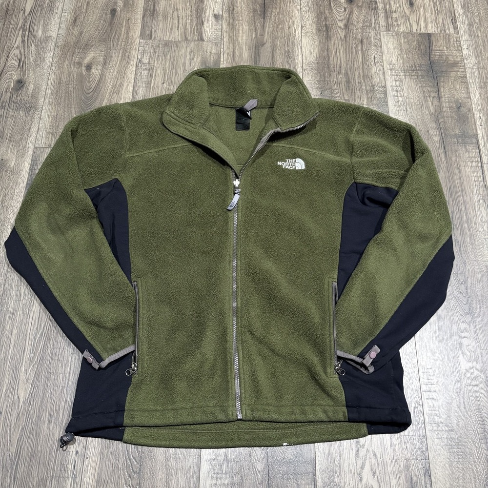 The North Face Jacket Mens Large Green Fleece Full Zip Polartec Hiking Outdoor